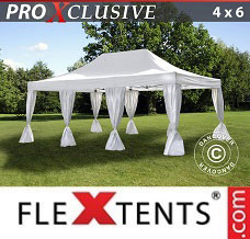 Festtält FleXtents 4x6m Vit, inkl. 8 dekorativa gardiner