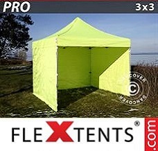 Festtält FleXtents 3x3m Neongul/grön, inkl. 4 sidor