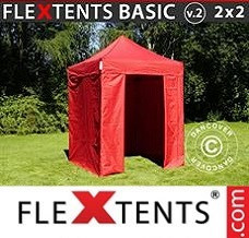 Festtält FleXtents 2x2m Röd, inkl. 4 sidor